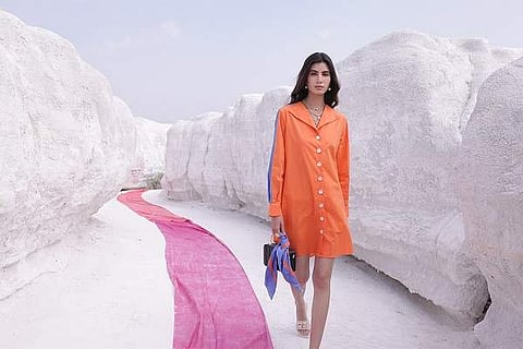 Orange shirt dress