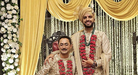 Abhishek and Chaitanya pose for a memorable frame after the wedding ceremony