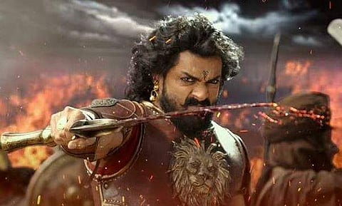 A still from the movie Bimbisara