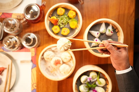 Assorted spread of dim sums