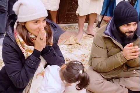 Anushka Sharma, Virat Kohli and Vamika at  Baba Neem Karoli's ashram in Vrindavan