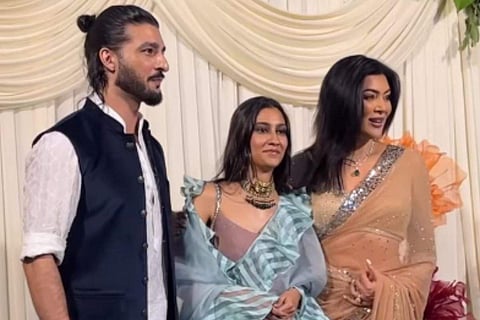 In frame: Sushmita Sen with Rohman Shawl and Renee Sen 