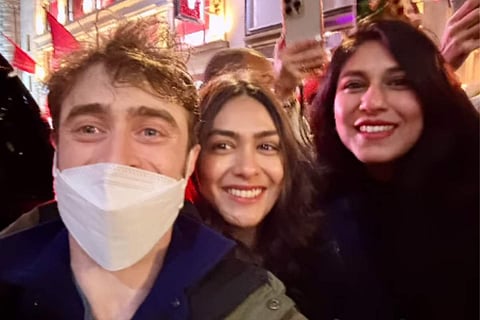 Mrunal Thakur with with Harry Potter star Daniel Radcliffe 