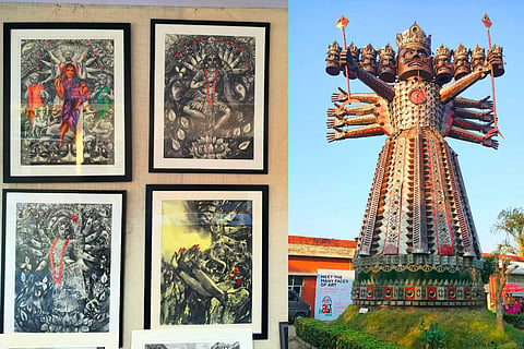 Some pictures at the exhibition; the metal Ravana at Arts Acre
