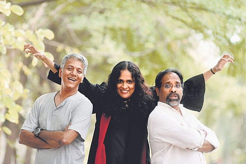 Michael Muthu, Akhila Ramnarayan and Freddy Koikaran (Pic: R Satish Babu) 