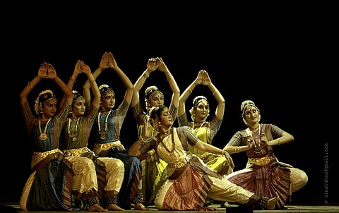Curator Ananda Shankar Jayant with dance troupe