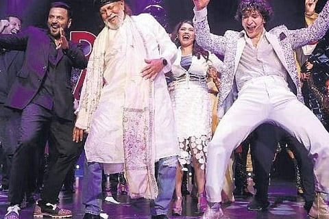 Rajeev Goswami (left) with Mithun Chakraborty and Arjun Tanwar  (right) ​