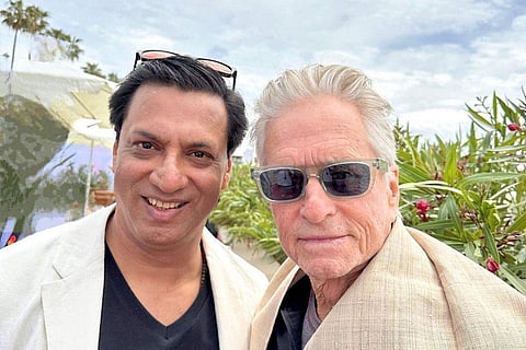 Madhur Bhandarkar with Michael Douglas in Cannes