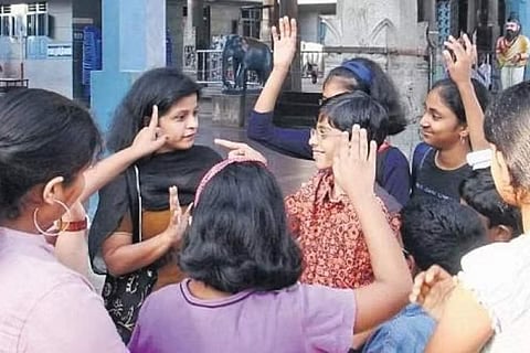 Children on a walk conducted by Storytrails ​