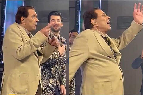 Dharamendra at Karan Deol's sangeet ceremony