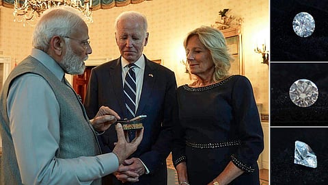 In frame: PM Narendra Modi presenting lab-grown diamonds to Jill Biden