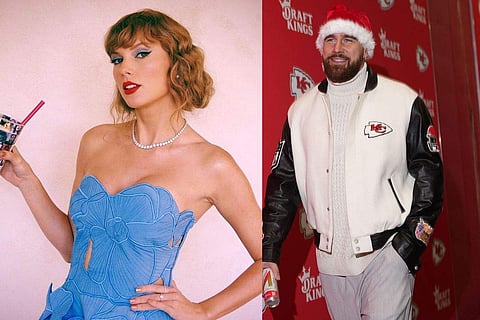 In frame: Taylor Swift (L),  Travis Kelce (R)