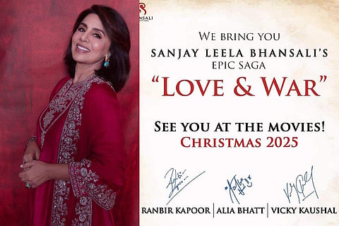 In frame: Neetu Kapoor (L), Love & War poster (R)