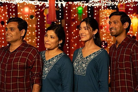 In frame: Vikrant Massey and  Medha with Manoj Sharma and Shraddha
