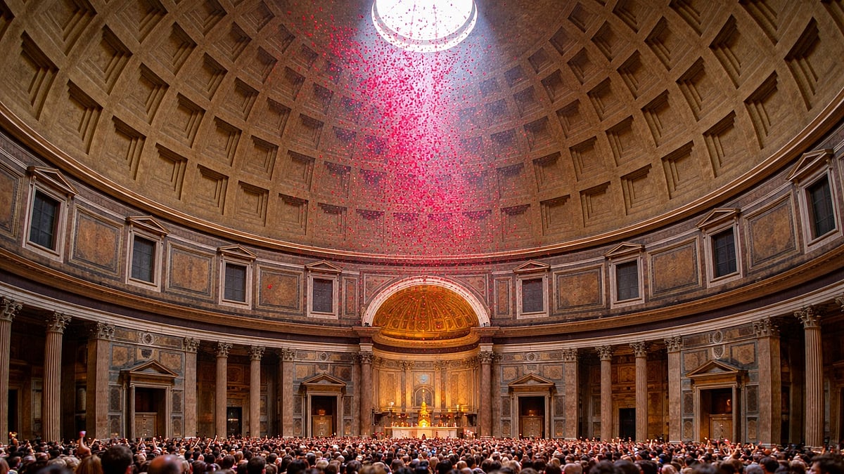 Rome’s Pantheon turns into a rain of roses on Pentecost
