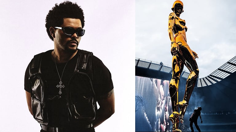 Weeknd Statue A 40-foot gold robot to tower over The Weeknd's stadium tour