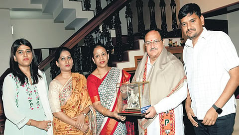 ಮಂಗಳಾ ಅಂಗಡಿ ನಿವಾಸಕ್ಕೆ ಜೆಪಿ ನಡ್ಡಾ ಭೇಟಿ