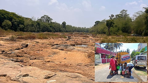 ಬತ್ತಿದ ಕಾವೇರಿ ನದಿಯ ಜಲಾನಯನ ಪ್ರದೇಶ - ಟ್ಯಾಂಕರ್‌