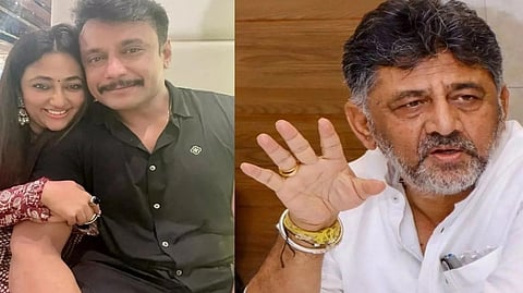 ವಿಜಯಲಕ್ಷ್ಮಿ, ದರ್ಶನ್ ಮತ್ತು ಡಿ ಕೆ ಶಿವಕುಮಾರ್(ಸಂಗ್ರಹ ಚಿತ್ರ )