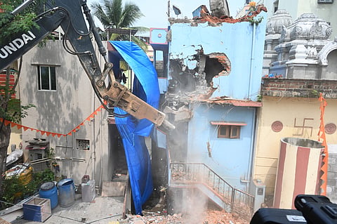 Officials removed two floors of a building in Kamala Nagar