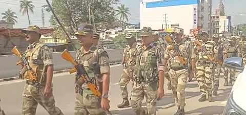 Paramilitary forces in Channapatna 
