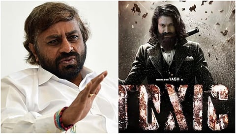 Minister Eshwar Khandre and Toxic film poster 