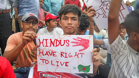 Hindu community protest against atrocities in Bangladesh