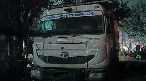 The truck driver was detained after the incident, the police said.