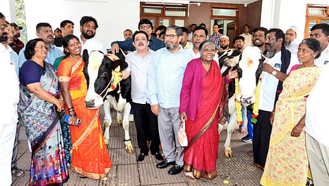 ಮಾಲೀಕರಿಗೆ ಮೂರು ಹಸುಗಳನ್ನು ಉಡುಗೊರೆಯಾಗಿ ನೀಡಿದ ಸಚಿವ ಜಮೀರ್ ಅಹ್ಮದ್ ಖಾನ್