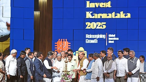 Union Defence Minister Rajnath Singh, CM Siddaramiah and Minister MB Patil inaugurated the Invest Karntaka 2025 at Bengaluru palace ,in Bengaluru on tuesday. 