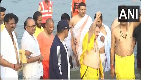jp Nadda ,CM Yogi Adityanath  dip  at sangama