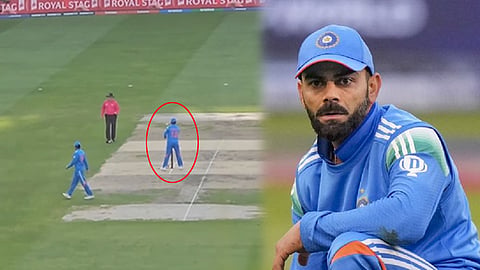 Virat kohli catch practice with umpire