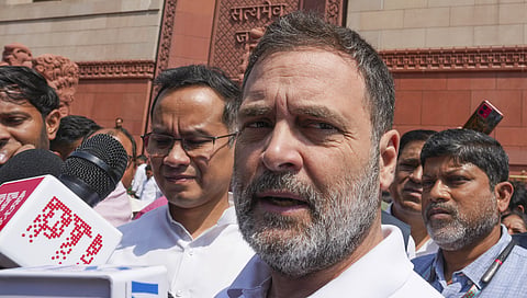 Leader of Opposition in the Lok Sabha Rahul Gandhi during the Budget session of Parliament, in New Delhi, Wednesday, March 26, 2025. 