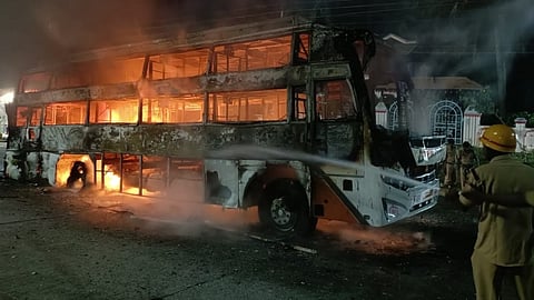 Private bus got fire 