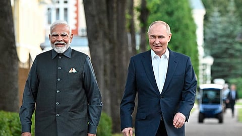 Narendra Modi and Vladimir Putin 