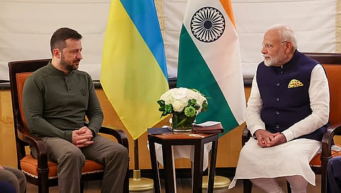 Prime Minister Narendra Modi with President Volodymyr Zelenskyy 