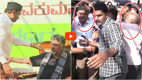 BJP ಶಾಸಕ ಮುನಿರತ್ನ ಧರಿಸಿದ್ದ RSS ಟೋಪಿ ಕಿತ್ತೆಸೆದ Congress ಮುಖಂಡ: Video Viral!
