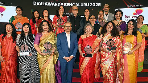 The 11 recipients of the 35th edition of Devi Awards organised by The New Indian Express (TNIE) in Bengaluru.
