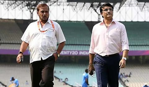 Pitch Curator Sujan Mukherjee with Sourav Ganguly