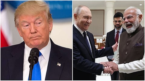 Donald Trump- Putin- Modi (file photo)