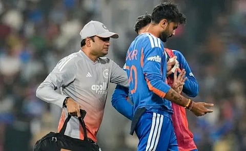Axar Patel during the first T20I match between India and New Zealand