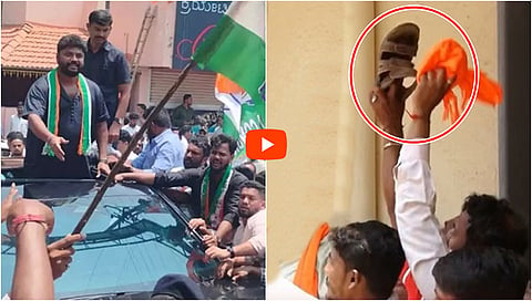 ದಾವಣಗೆರೆ: ಧಮ್ ತೋರಿಸಲು ಹೋಗಿದ್ದ ಪ್ರದೀಪ್ ಈಶ್ವರ್​ಗೆ ಚಪ್ಪಲಿ-ಪೊರಕೆ ತೋರಿಸಿ, ಹುಚ್ಚ... ಹುಚ್ಚ... ಅಂತ ಕೂಗಿದ BJP ಕಾರ್ಯಕರ್ತರು!