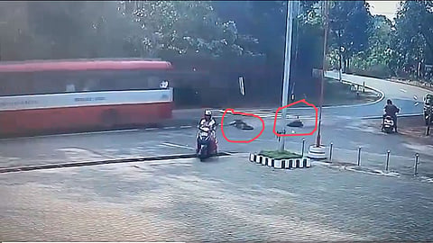 Two students were seriously injured after falling from a KSRTC bus