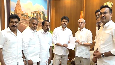 TVK chief Vijay meets Tamil Nadu Governor, stakes claim to form govt