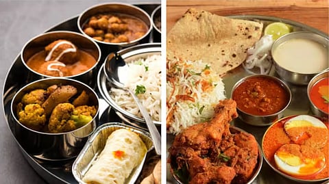 vegetarian and non-vegetarian thali costs in April