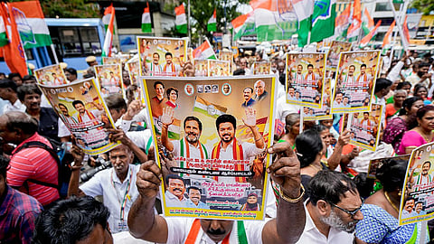 Congress workers during a protest against the Governor 