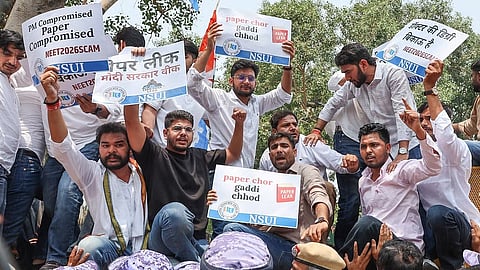 NSUI members stage protest
