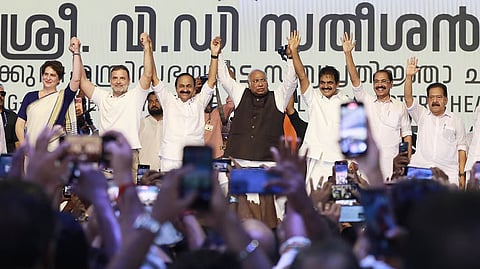 V. D. Satheesan along with the newly inducted Kerala cabinet ministers during the swearing-in ceremony