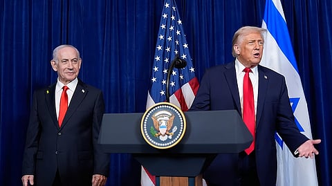 US President Donald Trump with Israel's Prime Minister Benjamin Netanyahu