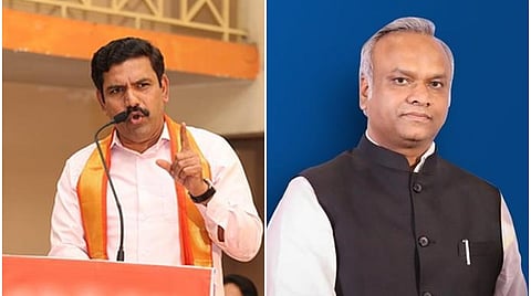 BJP State President B.Y. Vijayendra and Minister Priyank Kharge